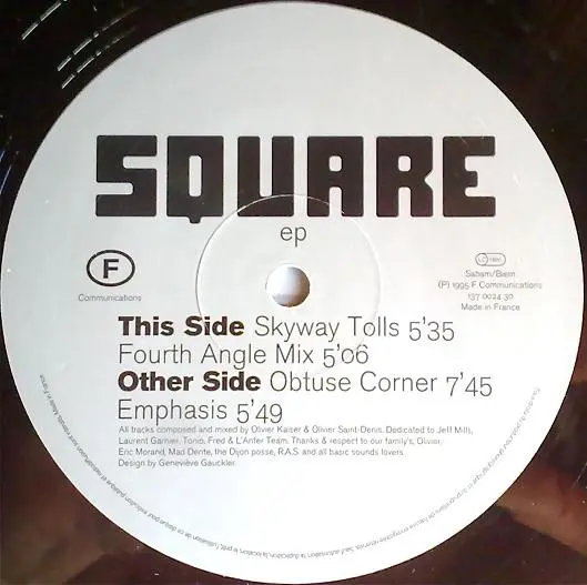 Square - Square EP, Electronic, Techno, 1995 - F Communications, France, Vinyl 1x 12", 33 ⅓ RPM, EP