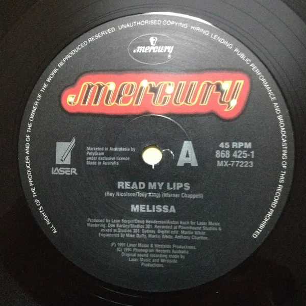 Album cover for Read My Lips by Melissa Tkautz