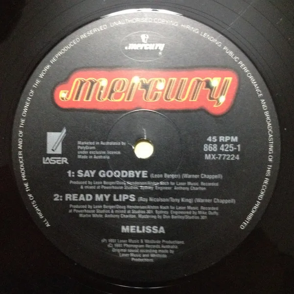 Album cover for Read My Lips by Melissa Tkautz