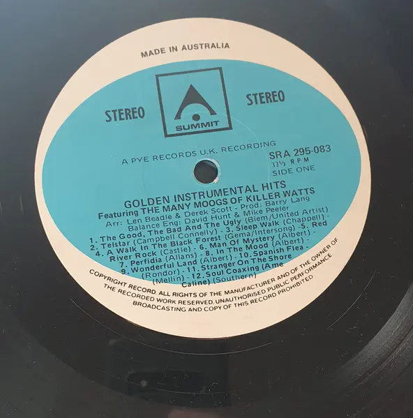 Killer Watts - Golden Instrumental Hits Featuring The Many Moogs Of Killer Watts, Electronic, Pop, Rock, Lounge, 1974 - Summi