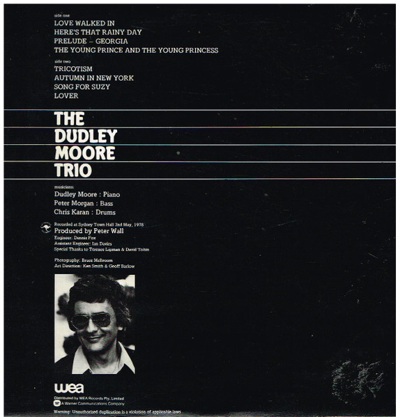 Dudley Moore Trio - The Dudley Moore Trio, Jazz, 1979 - WEA, Australia, Vinyl 1x LP, Album, Stereo
