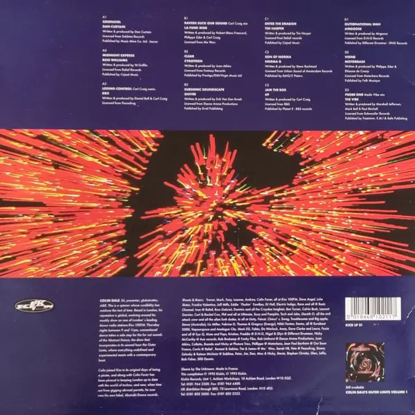Colin Dale - Colin Dale's Outer Limits², Electronic, Abstract, Electro, Techno, 1995 - Kickin Records, UK, Vinyl 2x LP, Compi