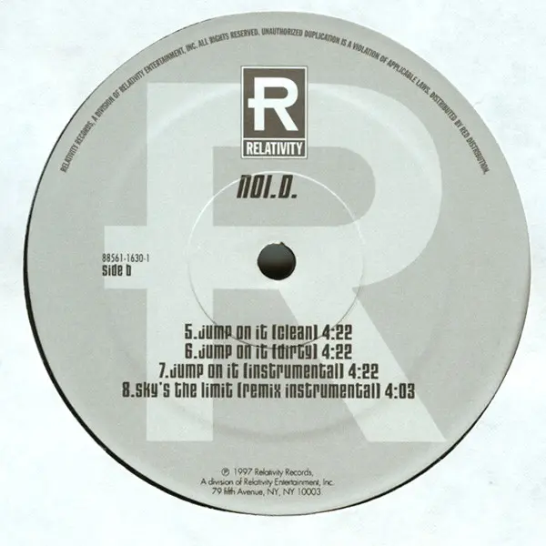 No I.D. Featuring Dug Infinite - Sky's The Limit / Jump On It, Hip Hop, Conscious, 1997 - Relativity, US, Vinyl 1x 12", 33 ⅓ 