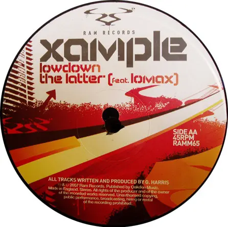 Xample - Lowdown / The Latter, Electronic, Drum n Bass, 2007 - RAM Records, UK, Vinyl 1x 12", 45 RPM