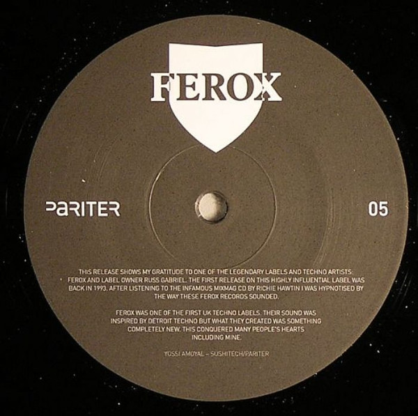 Various - Russ Gabriel - Ferox Classics, Electronic, Minimal, Techno, 2007 - Pariter, UK, Vinyl 1x 12", 45 RPM, 33 ⅓ RPM