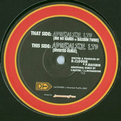 Mr No Hands vs. Bassbin Twins - Adrenaline LTD, Electronic, Breaks, Electro, 2007 - Diverted Traffic, UK, Vinyl 1x 12"