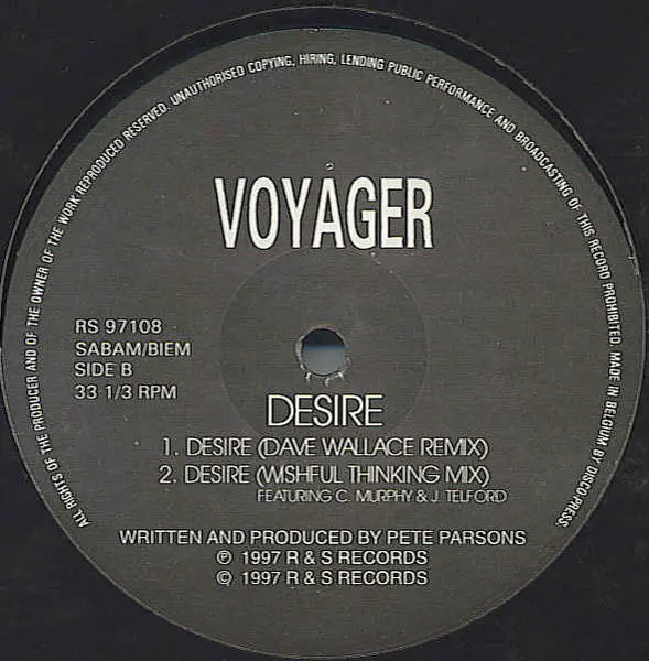 Voyager (3) - Desire, Electronic, Drum n Bass, Future Jazz, Trip Hop, 1997 - R & S Records, Belgium, Vinyl 1x 12", 33 ⅓ RPM