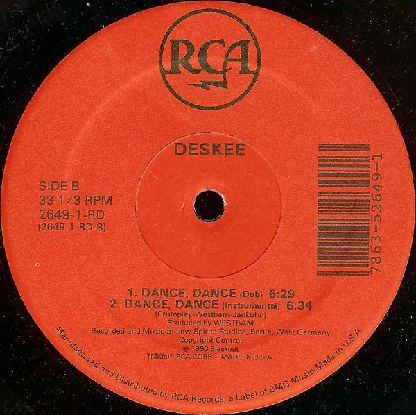Deskee - Dance, Dance, Electronic, Hip-House, House, 1990 - RCA, US, Vinyl 1x 12", 33 ⅓ RPM