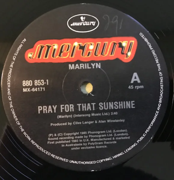 Album cover for Pray For That Sunshine by Marilyn