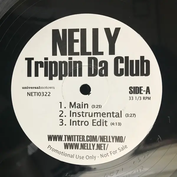 Nelly - Trippin Da Club, Hip Hop, 2010 - Universal Motown, US, Vinyl 1x 12", 33 ⅓ RPM, Promo