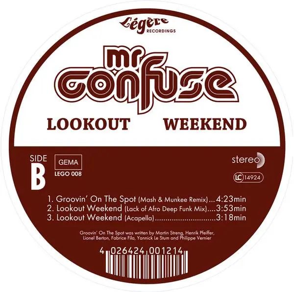Mr. Confuse - Lookout Weekend, Electronic, Funk / Soul, Breaks, Funk, 2008 - Légère Recordings, Germany, Vinyl 1x 12"