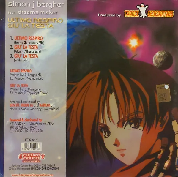 Album cover for Ultimo Respiro / Giù La Testa by Simon J. Bergher Feat. Dreams Maker