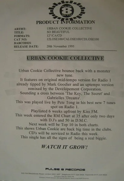 Album cover for So Beautiful by Urban Cookie Collective