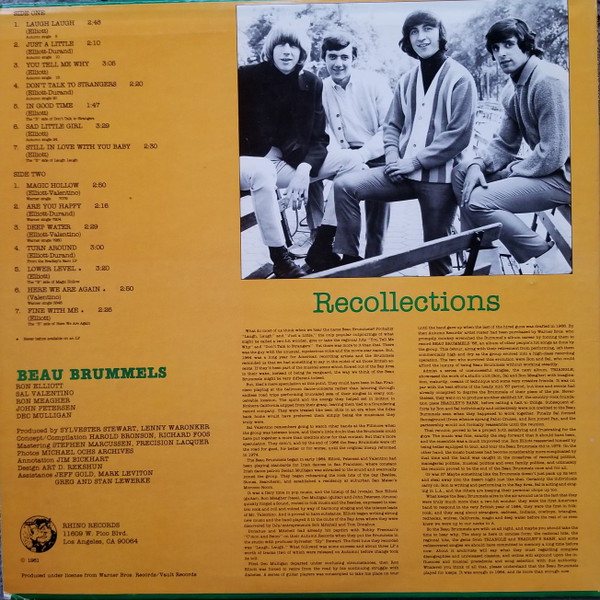 Beau Brummels, The - The Best Of The Beau Brummels 1964 - 1968, Rock, Country Rock, Folk Rock, 1981 - Rhino Records (2), US, 