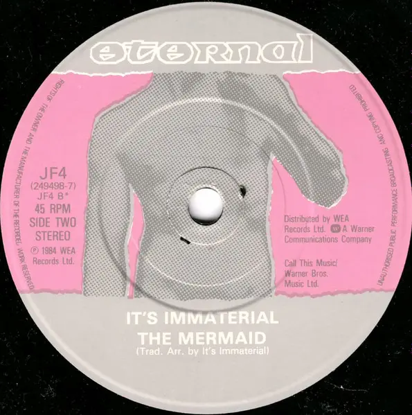 It's Immaterial - A Gigantic Raft, Electronic, Rock, New Wave, Post-Punk, 1984 - Eternal (6), UK, Vinyl 1x 7", 45 RPM, Single