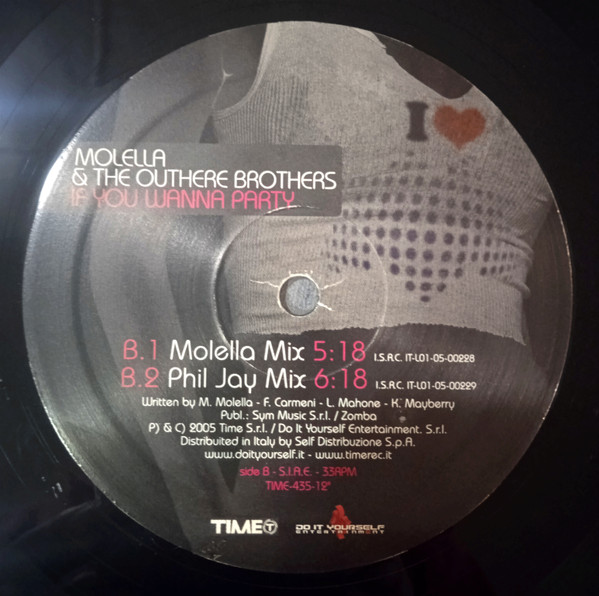 Molella & Outhere Brothers, The - If You Wanna Party, Electronic, House, 2005 - TIME (2), Italy, Vinyl 1x 12", 33 ⅓ RPM, 45 R