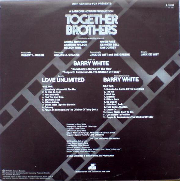 Barry White - Together Brothers (Original Motion Picture Soundtrack), Funk / Soul, Stage & Screen, Disco, Soul, Soundtrack, 1