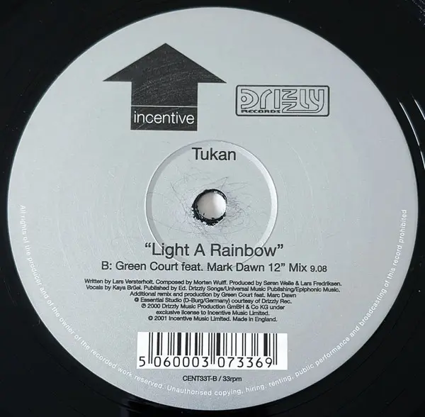 Tukan - Light A Rainbow, Electronic, Trance, 2001 - Incentive, UK, Vinyl 1x 12", 33 ⅓ RPM, 45 RPM