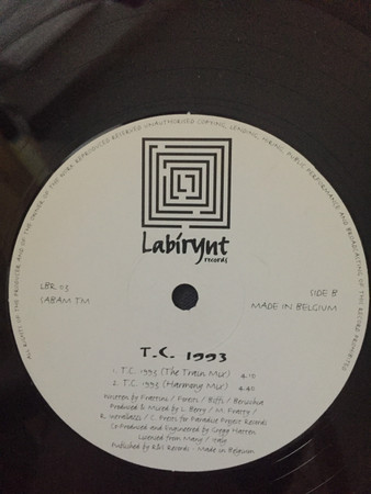 TC 1993 - Harmony, Electronic, Euro House, House, 1993 - Labirynt Records, Belgium, Vinyl 1x 12"