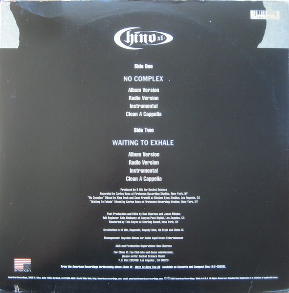 Chino XL - No Complex / Waiting To Exhale, Hip Hop, 1996 - American Recordings, US, Vinyl 1x 12"