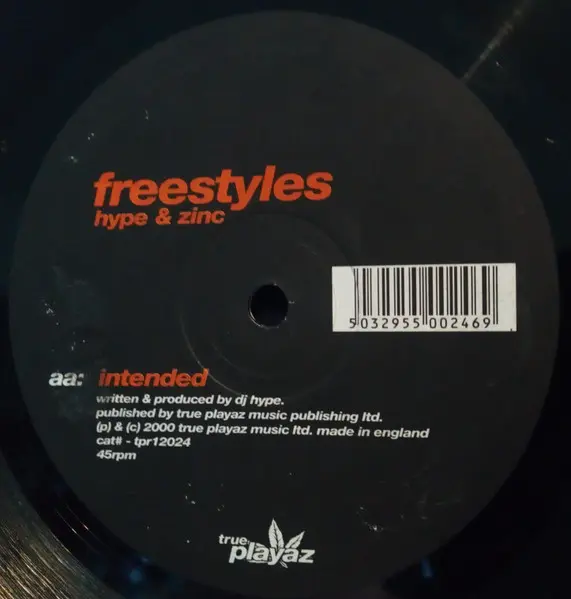 Freestyles - Come Back / Intended, Electronic, Drum n Bass, 2000 - True Playaz, UK, Vinyl 1x 12", 45 RPM