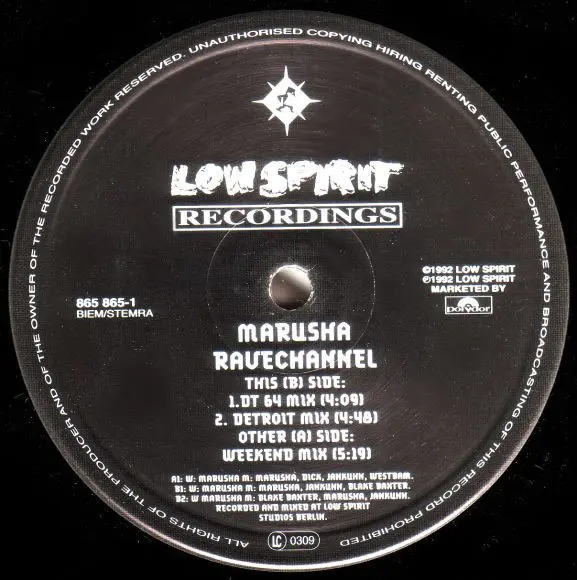 Marusha - Ravechannel, Electronic, Techno, 1992 - Low Spirit Recordings, Germany, Vinyl 1x 12"