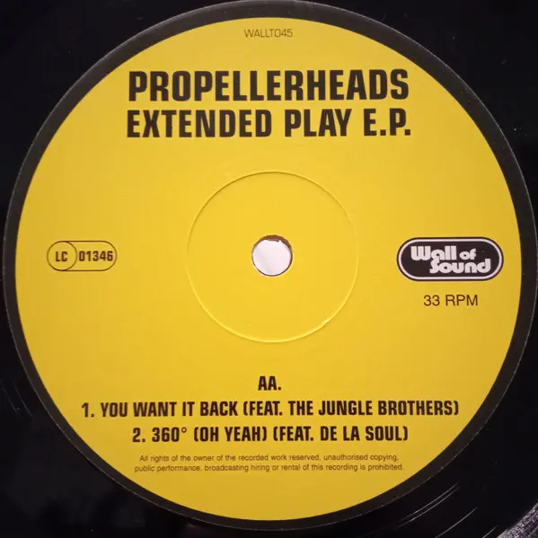 Propellerheads - Extended Play E.P., Electronic, Big Beat, Breakbeat, 1998 - Wall Of Sound, UK, Vinyl 1x 12", 33 ⅓ RPM, EP