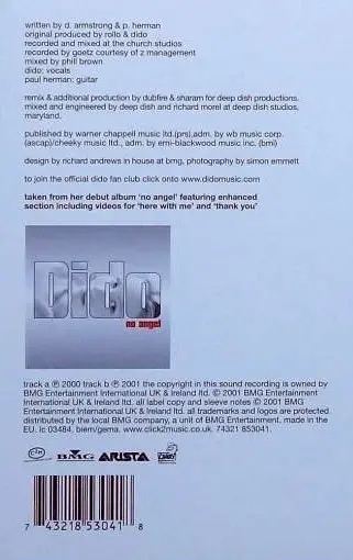 Dido - Thank You, Electronic, Deep House, Progressive House, 2001 - Cheeky Records, UK, Vinyl 1x 12"