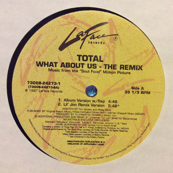 Total - What About Us (The Remix), Funk / Soul, Hip Hop, Contemporary R&B, 1997 - LaFace Records, US, Vinyl 1x 12", 33 ⅓ RPM