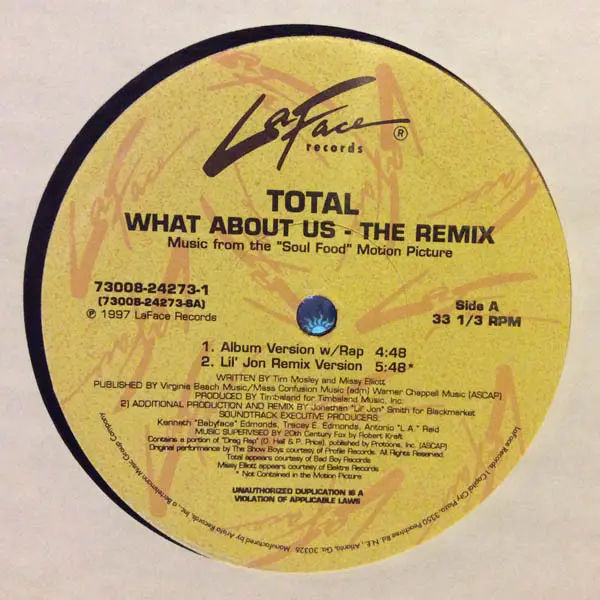 Total - What About Us (The Remix), Funk / Soul, Hip Hop, Contemporary R&B, 1997 - LaFace Records, US, Vinyl 1x 12", 33 ⅓ RPM