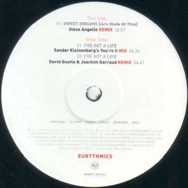 Eurythmics - I've Got A Life, Electronic, Electro, House, Tech House, 2005 - RCA, Sony BMG Music Entertainment, UK, Vinyl 1x 