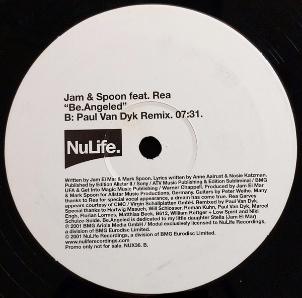 Jam & Spoon Feat. Rea Garvey - Be.Angeled, Electronic, Progressive Trance, Trance, 2002 - NuLife, UK, Vinyl 1x 12", 45 RPM, P
