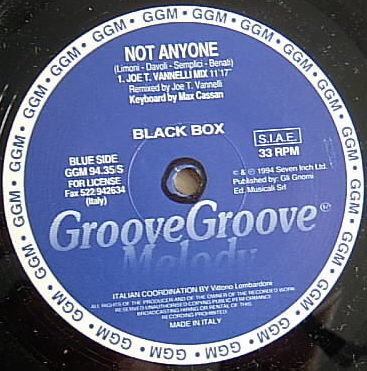 Black Box - Not Anyone, Electronic, House, 1994 - Groove Groove Melody, Italy, Vinyl 1x 12", 33 ⅓ RPM