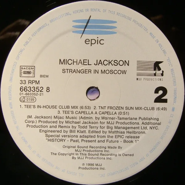 Album cover for Stranger In Moscow (The Todd Terry Remixes) by Michael Jackson