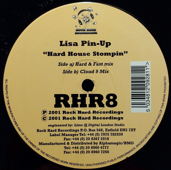 Lisa Pin-Up - Hard House Stompin, Electronic, Hard House, 2001 - Rock Hard Recordings, UK, Vinyl 1x 12", 45 RPM