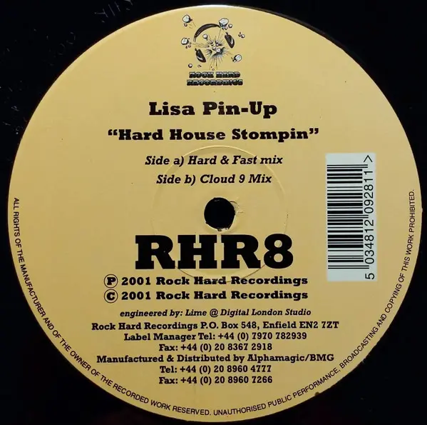 Lisa Pin-Up - Hard House Stompin, Electronic, Hard House, 2001 - Rock Hard Recordings, UK, Vinyl 1x 12", 45 RPM