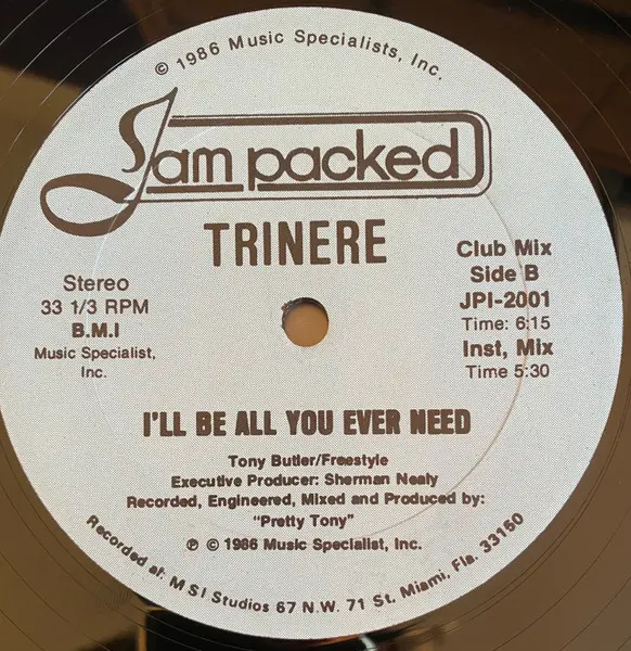 Trinere - I'll Be All You Ever Need, Electronic, Freestyle, 1986 - Jam Packed, US, Vinyl 1x 12", 33 ⅓ RPM Generic Sleeve
