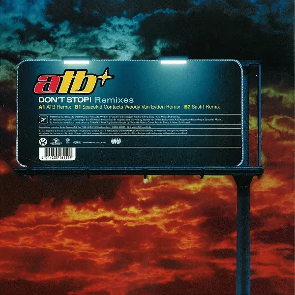 ATB - Don't Stop! (Remixes), Electronic, Euro House, Trance, 1999 - Kontor Records, Motor Music, Urban, Germany, Vinyl 1x 12"