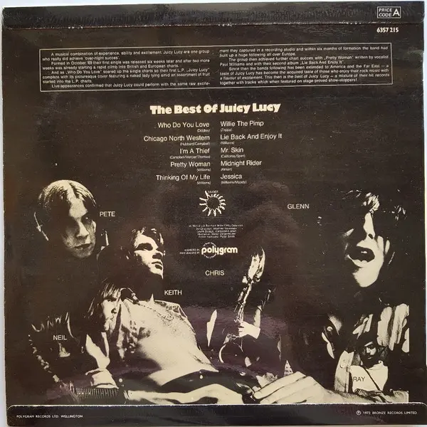 Juicy Lucy - The Best Of Juicy Lucy, Rock, Classic Rock, Bronze, New Zealand, Vinyl 1x LP, Compilation