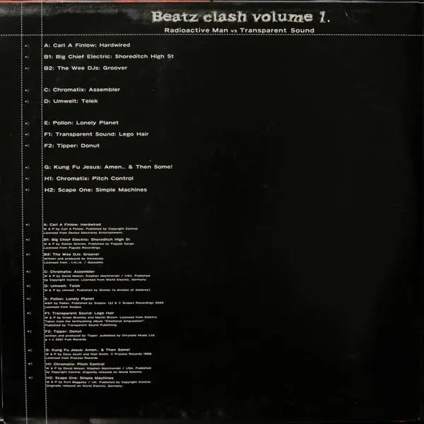 Various - Beatz Clash Volume 1 - Radioactive Man Vs Transparent Sound, Electronic, Electro, Techno, 2002 - Longhaul, UK, Viny
