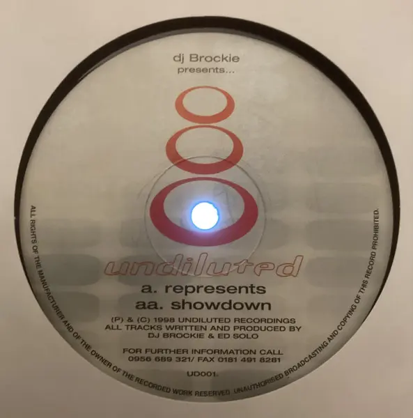 Brockie & Ed Solo - Represents / Showdown, Electronic, Drum n Bass, 1998 - Undiluted Recordings, UK, Vinyl 1x 12", 45 RPM