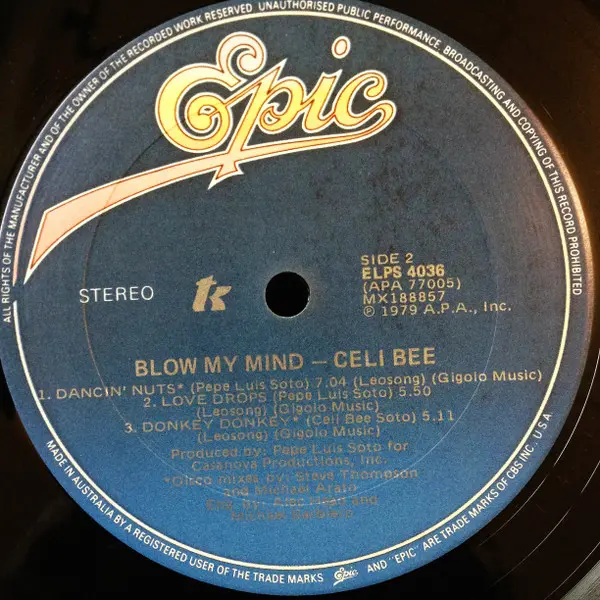 Celi Bee - Blow My Mind, Electronic, Disco, 1979 - Epic, Australia, Vinyl 1x LP, Album, Promo