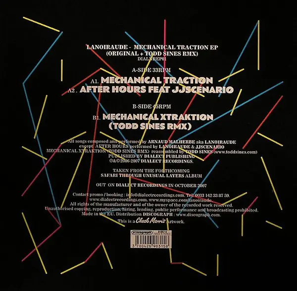 Lanoiraude - Mechanical Traction, Electronic, Minimal, Tech House, 2007 - Dialect Recordings, France, Vinyl 1x 12", EP