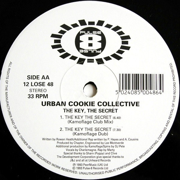 Urban Cookie Collective - The Key : The Secret, Electronic, Euro House, House, 1993 - Pulse-8 Records, UK, Vinyl 1x 12", 33 ⅓