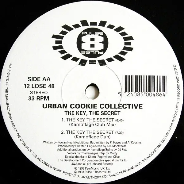 Urban Cookie Collective - The Key : The Secret, Electronic, Euro House, House, 1993 - Pulse-8 Records, UK, Vinyl 1x 12", 33 ⅓