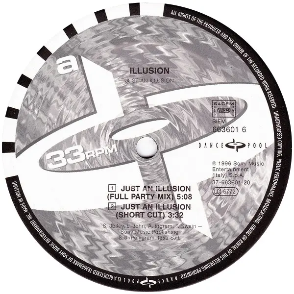 Illusion (3) - Just An Illusion, Electronic, Euro House, 1996 - Dance Pool, Netherlands, Vinyl 1x 12"
