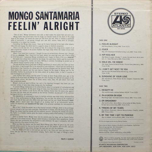 Mongo Santamaria - Feelin' Alright, Jazz, Latin, Pop, 1970 - Atlantic, US, Vinyl 1x LP, Album Presswell