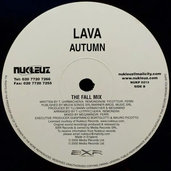 Lava - Autumn, Electronic, Hard Trance, Techno, 2000 - Nukleuz, UK, Vinyl 1x 12", 33 ⅓ RPM