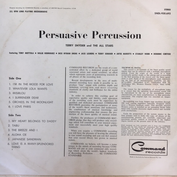 Album cover for Persuasive Percussion by Terry Snyder And The All Stars