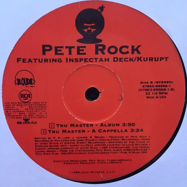 Pete Rock With Inspectah Deck & Kurupt - Tru Master, Hip Hop, 1998 - Loud Records, US, Vinyl 1x 12", 33 ⅓ RPM, Single, Stereo
